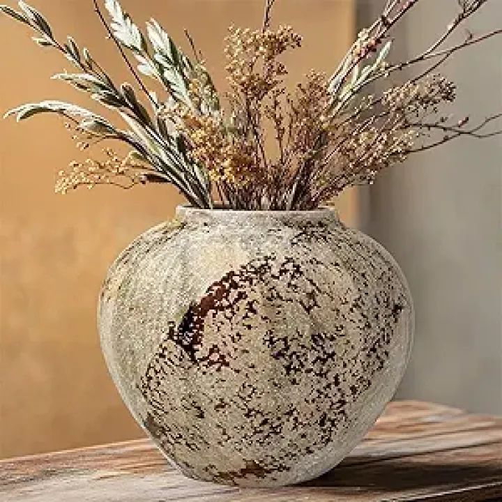 8.3In Large Ceramic Vase, Rustic Vintage Decorative Farmhouse Tall Vase for Home Decor, Living Room, Wedding, Table Decoration, Kitchen, Gifts