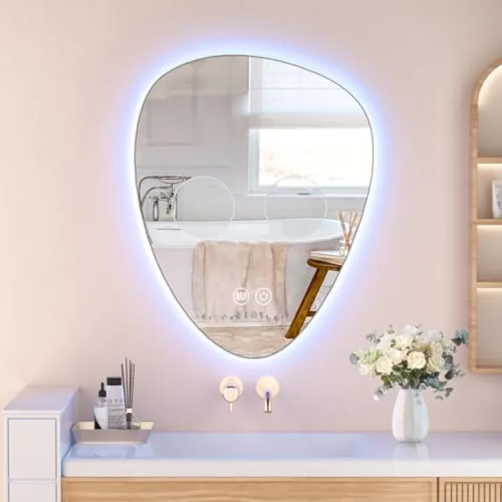 HOMEMORE Smart Bathroom Mirrors for Over Sink Bar Restroom Mirror Espejos para Baños Adjustable 3X and 5X Magnifying Glass Suitable for Bathroom Environments