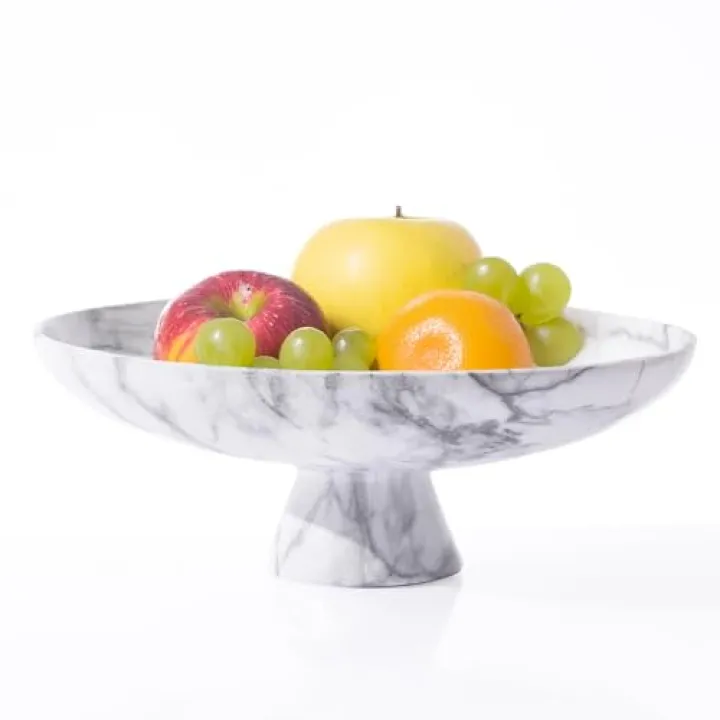 DN DECONATION White Resin Decorative Bowl for Modern Home Decor, 11.2" Large Pedestal Kitchen Fruit Bowl/Key Holder/Candy Dish/Potpourri for Entryway Table, Coffee Table, Dining Room,Table Centerpiece