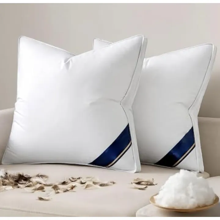 26x26 inch Feather Down Pillow Inserts with Gusset, Set of 2 Luxury Fluffy Decorative Throw Pillows LW85267