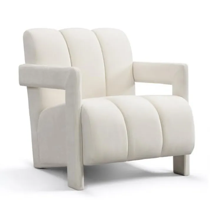 GoDoco Modern Minimalist Armchair, 26.3'' W Leisure Chairs with L-Shaped Armrests & Anti-Pilling Polyester Fabric, 228lbs Capacity, Stylish & Comfortable Chairs for Living Room (1, Beige)
