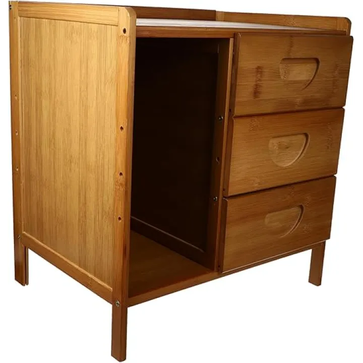 1pc Small Wooden Bedside Cabinet Night Table Drawers Storage Bedroom Home Use