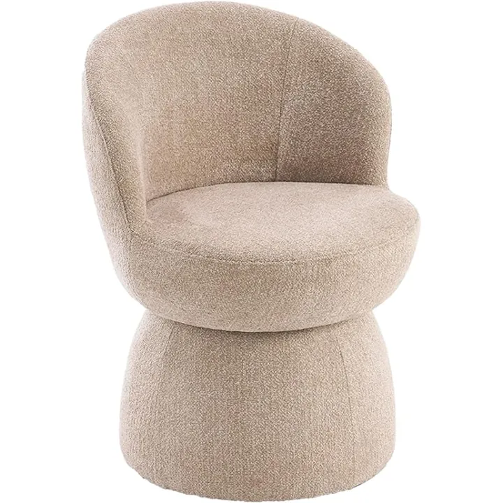 Kidol & Shellder Swivel Dining Chair 1 PCS Modern Comfy Upholstered Single Sofa Armless Barrel Side Accent Chairs for Dining Room Living Room Bedroom（Coffee）