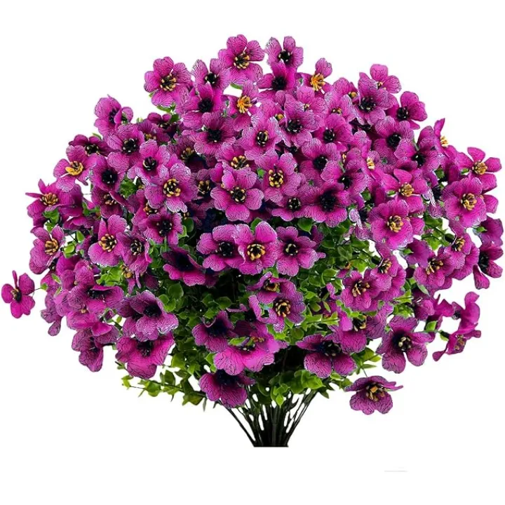 Dyale Artificial Flowers for Outdoors, Outdoor Artificial Plants Uv-Resistant Flowers Fake Flowers Fake Plants Indoor Outdoor Decoration Gardens Flowerpots Porches Window Sills(12Pcs)