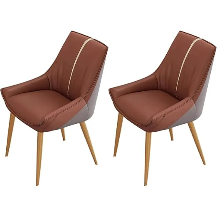 Chair Dining Dining Chair Set Upholstered Leather Dining Chair with Gold Metal Legs Dining Chairs Set of 2 Curved Back Kitchen Chairs Modern
