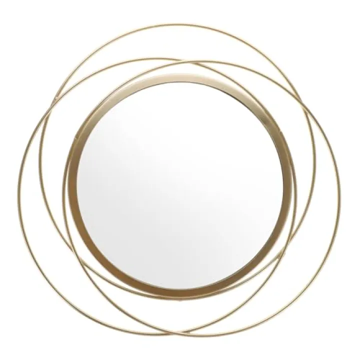 Zerodeko Round Iron Art Wall Mirror Decorative Framed Hanging Mirror for Home Decor 24 Diameter Stylish Wall-Mounted Design for Living Room and Entryway