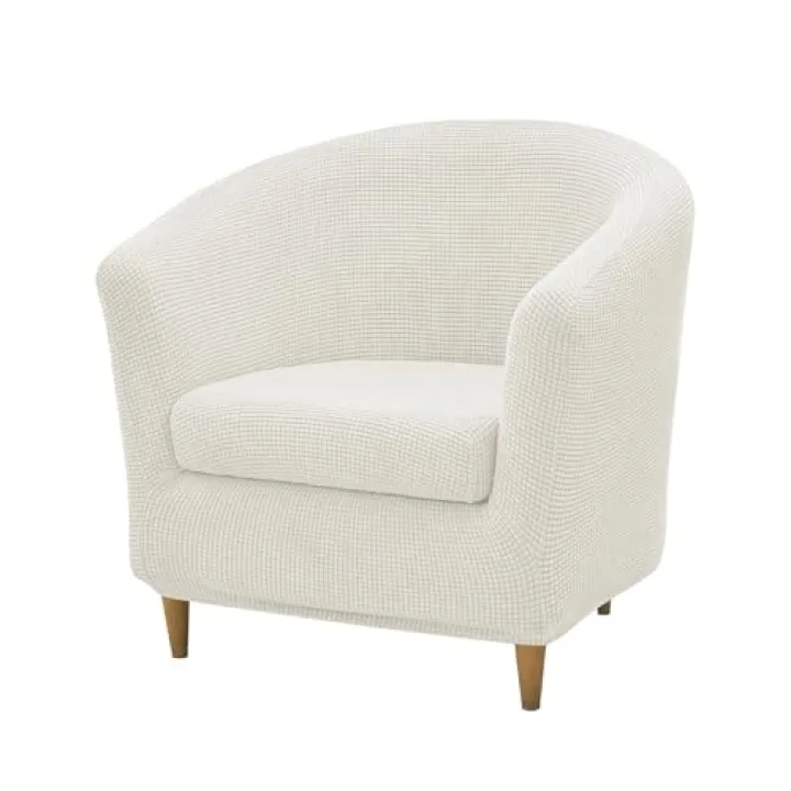 NILUOH Club Chair Slipcover 2-Piece Stretch Barrel Chair Covers Jacquard Tub Chair Slipcovers Soft Armchair Sofa Covers for Living Room