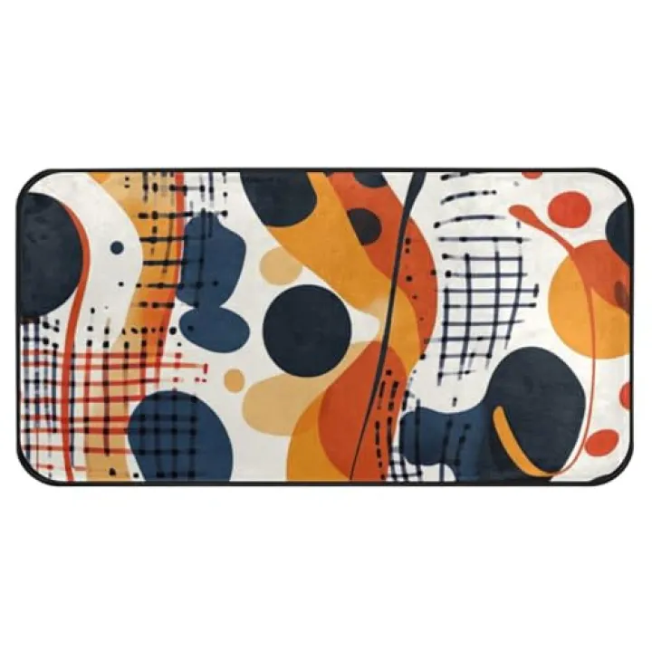 OTVEE Carpet Cartoon Rug Dots and Lines for Kids Room Cute Area Floor Mat Print Lovely for Bedroom Living Room Welcome Mat