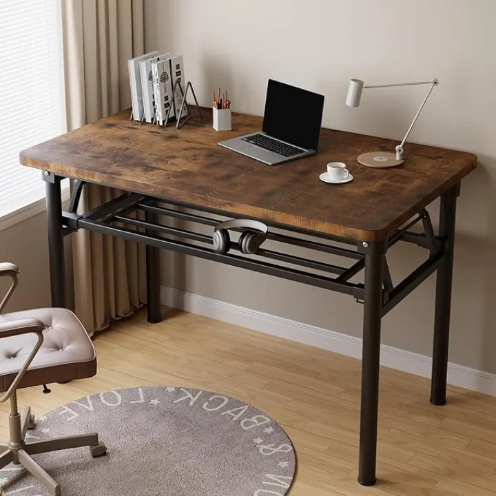 Foldable Desk,Small Folding Table for Small Space,2 Tier Folding Computer Table for Bedroom No Assembly 2ft 3ft.