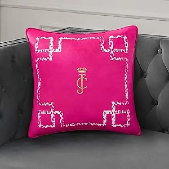 Juicy Couture Decorative Accent Throw-Pillows, 20"x20", Lattice Hot Pink