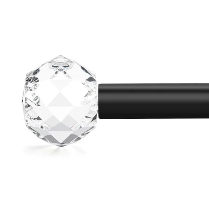 Lepushom 1 Pack Black Curtain Rod for Windows 30 to 51 Inches, Decorative 1 Inch Diameter Adjustable Curtain Rods, Clear Acrylic Ball Finial