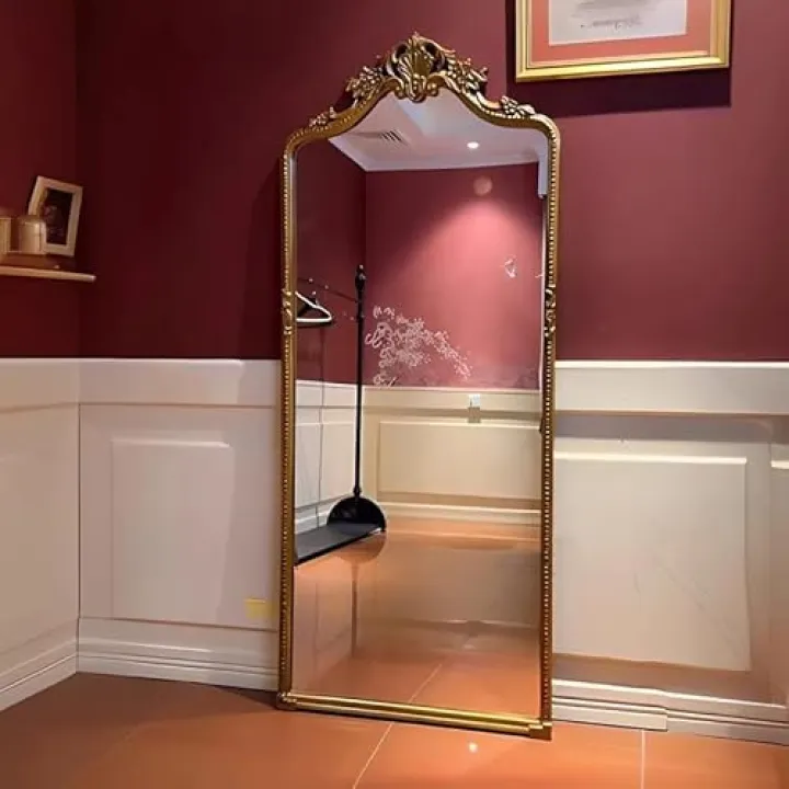 TBJEN Arched Full Length Mirror, Floor Mirror, Wall Mirror Full Length, Gold Floor Length Mirror, Full Body Wall Mirror, Wall Mounted Mirror for Bedroom A-80 * 180cm