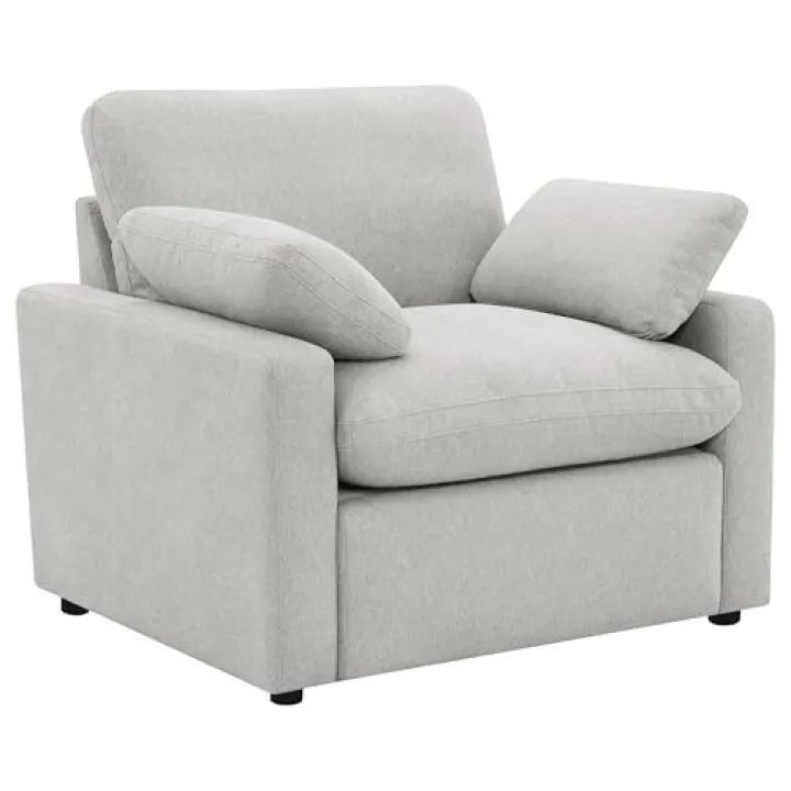 Coaster Home Furnishings - Collins - Wood and Metal - Upholstered Power Recliner Chair with Pocket Coil Seating, Modular Design and Reversible Cushions - Living Room - Grey - 609563P