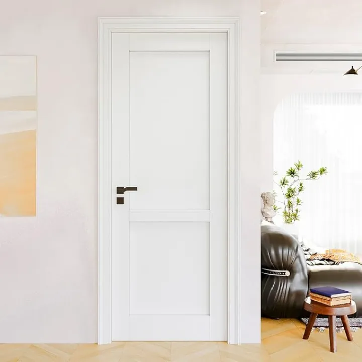 30" x 80" Slab Door, 2-Panel Pre-assembled Solid Core Interior French Door, Pre-Finished Paintable Single Panel for Utility Room Pantry Closet as Prehung, Pocket, Bifold Barn Doors-Shaker w/o Hardware