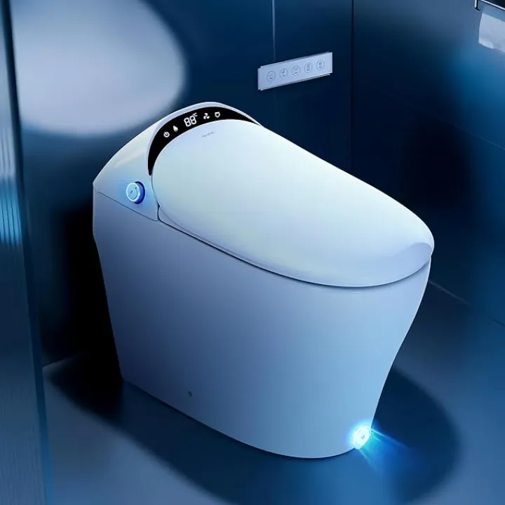 18" Smart Toilet with Bidet Built in Elongated Warm Seat, Auto Flush/Open/Close, Instant Warm Water/Dryer, Tank/Pump-assisted, Night Light, Remote/Knob Control, Electric Bidet Toilets for Bathroom