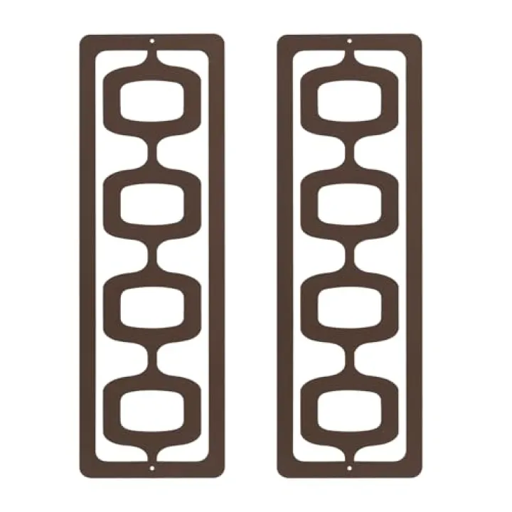 pechpell 2 Piece Metal Mid Century Modern Wall Art, 15.8×5.2 Inch Brown Retro Geometric Panels Sculpture, Abstract Wall Decor for Bedroom Bathroom Kitchen Office Home Decorations