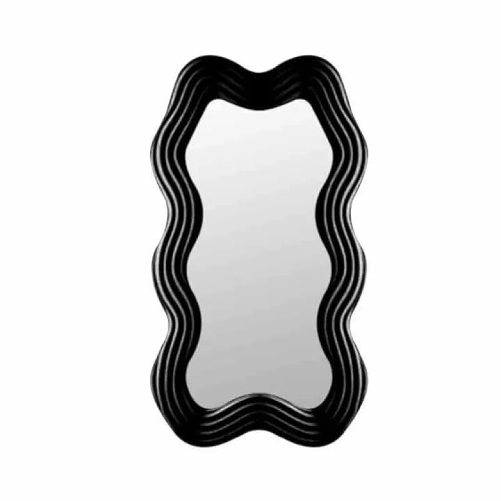 TBJEN Irregular Mirror Full Length, Large Full Body Freely Standing Mirror, Wave Floor Mirror for Bedroom, Living Room, Hanging or Against The Wall black-80 * 180CM