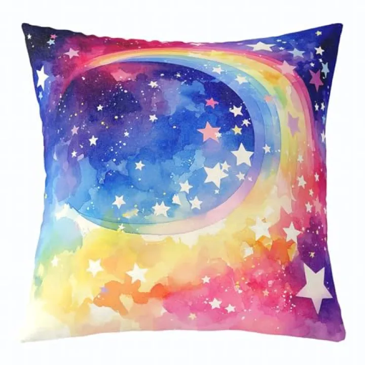 Erosebridal Tie Dye Moon 24x24 Throw Pillow Cover, Galaxy Glitter Gradient Soft Cushion Cover for Kids Boys Girls, 3D Rainbow Cushion Case for Sofa, Fantasy Dreamy Nebula Decorative Square Pillowcase