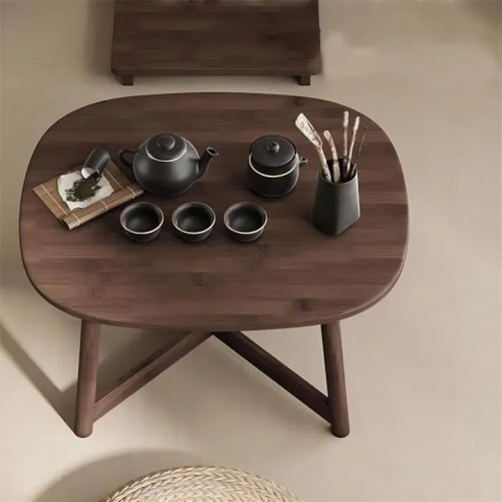 Generico Tavolino allungabile e Girevole sopra Il Letto, tavolino da caffè Ovale in Legno in Stile Giapponese, tavolino da tè, Tavolo da Altare, tavolino Basso Chabudai con Piano in Tatami.