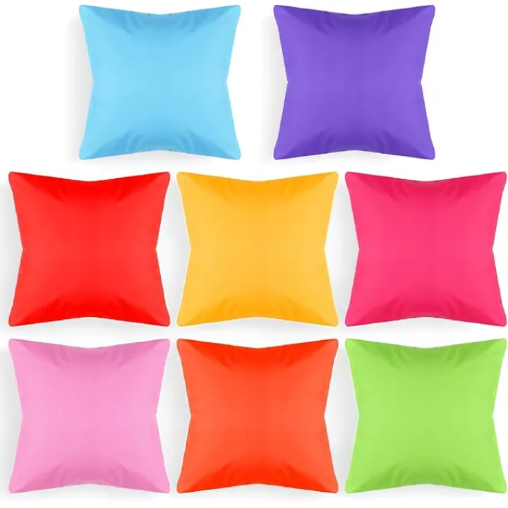 8Pcs 18 x 18 Inch Decorative Throw Pillow Covers Rainbow Mix Color Pillow Cases Colorful Square Cushion Covers with Hidden Zipper for Couch Sofa Bedroom Patio Balcony,Linen Material