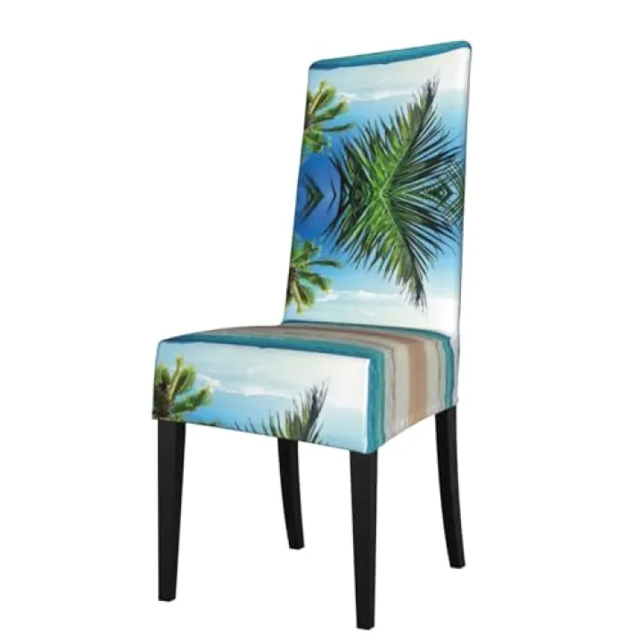 SDFHU Tropical Palm Tree Hawaii Beach Print Decoration Soft Protector Seat Comfortable Versatile Stretch Dining Chair Covers