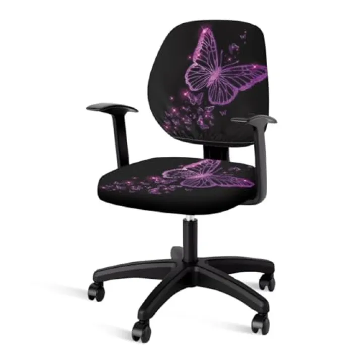 Oamsistay Office Chair Cover Computer Chair Slipcovers Fashion Decorative Items Office Desk Cusions Soft Gaming Chair Cover Rotating Computer Seat Cover Butterfly