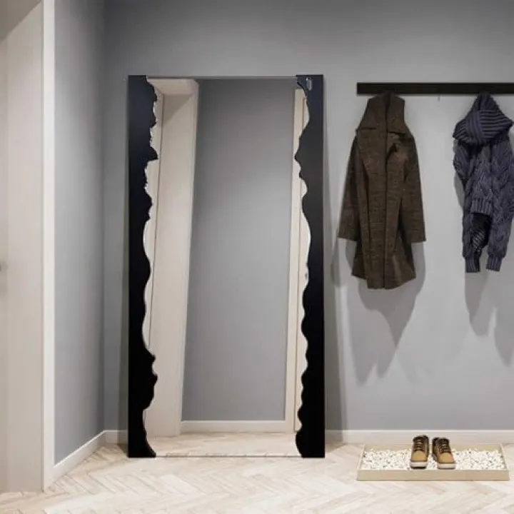 TBJEN Full Length Mirror with Stand,Full Body Mirror Floor Mirror Standing Hanging or Leaning Wall, Wall Mirror with Wooden Frame black-90 * 180CM