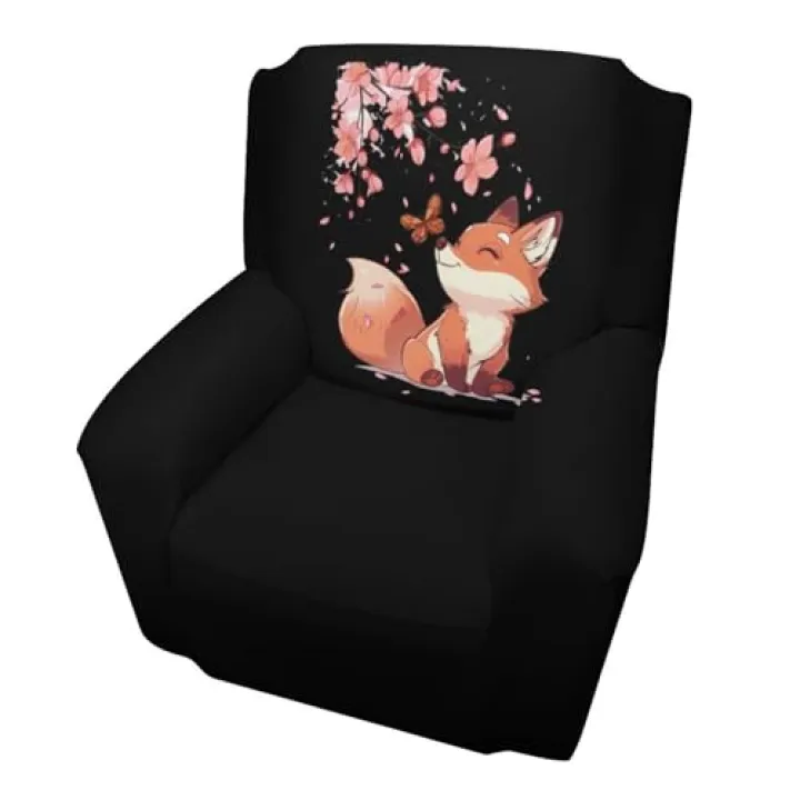 Japanese Fox Cherry Flower Trees Sofa Slipcover Washable Single Couch Cover Sofa Covers Furniture Protector for Living Room