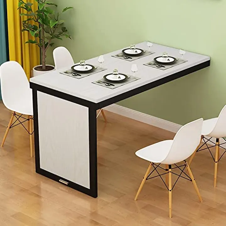 ZNGEPHAP Tavolo da Pranzo Pieghevole a Parete per Piccoli spazi Scrivania Convertibile e scrivania per Computer per Ufficio Camera da Letto Cucina Nero 80 * 40 cm