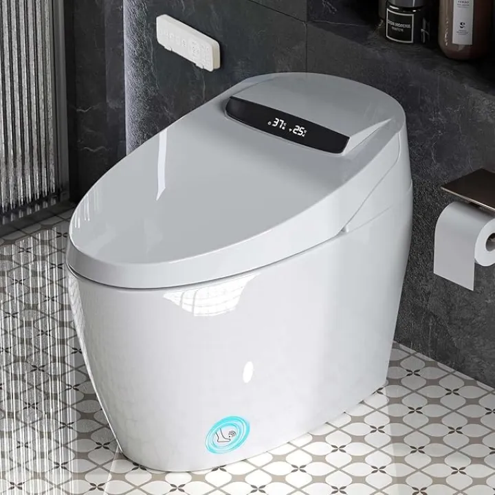 One-Piece Smart Toilets, Heated Seat, Auto Flush, Auto Open/Close Lid, Self-Cleaning Nozzle, LED Night Light, Elongated Bidets for Modern Bathroom