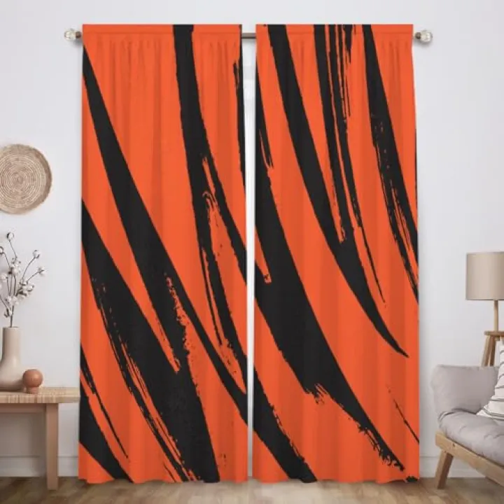 Funnytree Cincinnati ROA Window Curtains Tiger Stripes Drapes Bedroom Home Room Decor Durable Fabric Machine Washable 82" X 84" SC00357-013