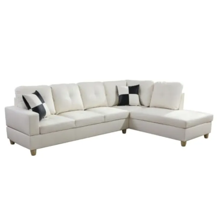 TEOYETTSF Convertible Sectional Sofa, L Shaped Couch for Small Space Living Room, White(Without Ottoman)