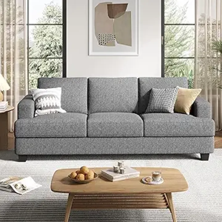 88 Inch Sofa with Extra Deep Seats Oversize, 3 Seater Sofa for Living Room,Modern Couch and Sofa, Comfy Armrests and Seats and Backrests, Easy Installation, Light Gray