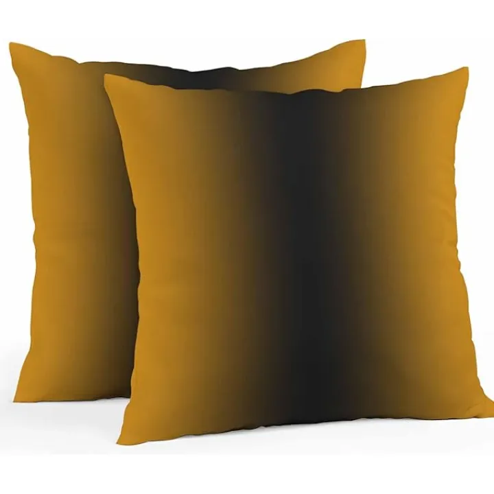 Vandarllin Outdoor Throw Pillows Covers 16x16 inch Set of 2 Waterproof Ombre Black Orange Decorative Zippered Cushion Covers for Patio Furniture, Gradient Color Lumbar Pillowcases