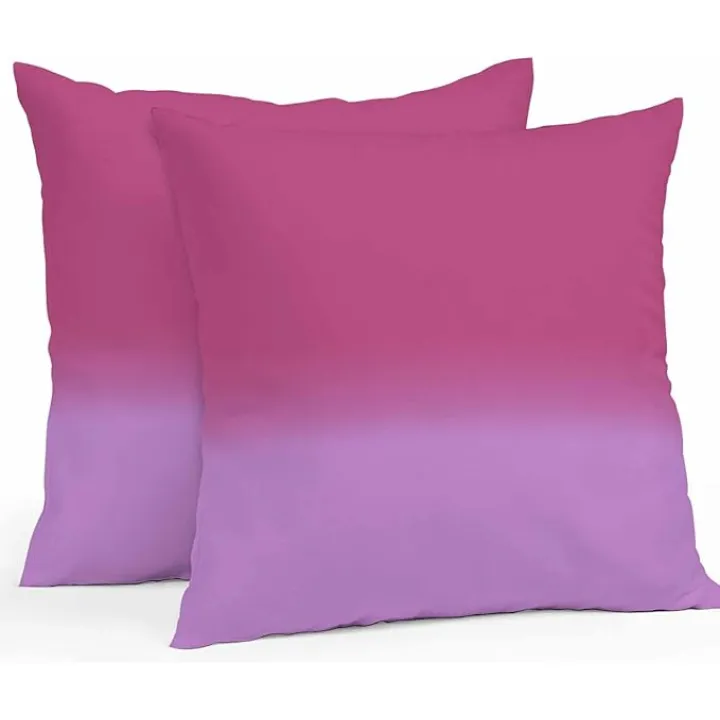 Vandarllin Outdoor Throw Pillows Covers 24x24 inch Set of 2 Waterproof Rose Pink Ombre Decorative Zippered Cushion Covers for Patio Furniture, Gradient Gradual Color Lumbar Pillowcases