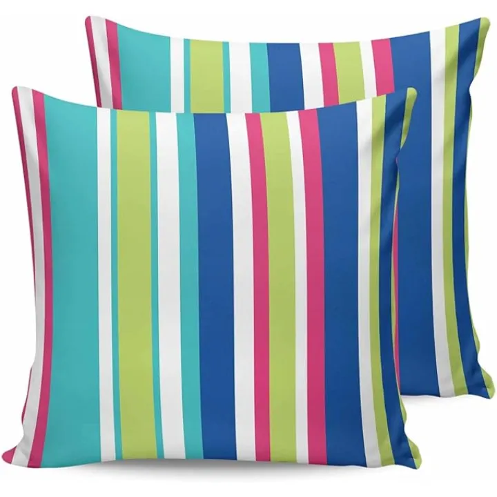 Outdoor Pillow Covers 18x18in Pack of 2 Waterproof Pillowcase Abstract Gradient Stripes Decorative Throw Cushion Case for Patio Couch Sofa Modern Classic Geometric Lines