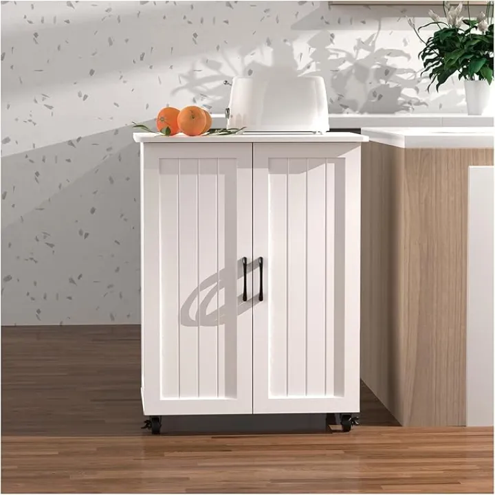 35.6" Large Kitchen Pantry Storage Cabinet White Island Sideboard with Multi-Tier Organizers for Home Office Use(27" D x 19" W x 35" H)