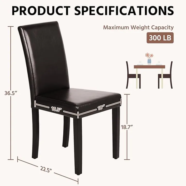 Yaheetech Dining Chairs Set of 6 Faux Leather Modern Dining Room Chairs with Rubberwood Legs and Padded Seat for Kitchen/Living Room/Restaurant, Dark Brown