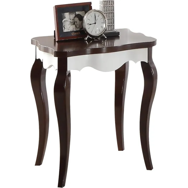 Walnut and White Rectangular End Table