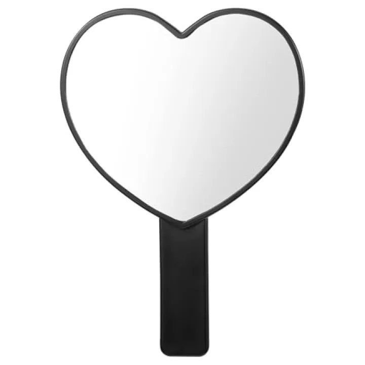 Sorcristy Heart-Shaped Handheld Mirror with Handle, Portable Travel Makeup Lash Mirror, Mini Heart Shaped Makeup Lash Cosmetic Mirror for Women and Girls (Black)