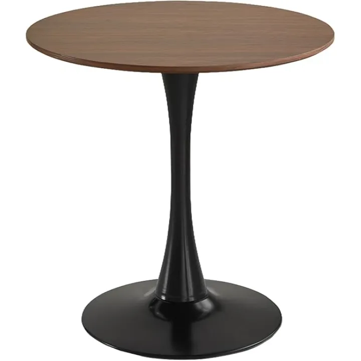 24 inch Small Round Dining Table for 2-4 People, Mid Century Modern Wood Tulip Table for Kitchen, Living Room, Restaurant, Office, Cafe, Walnut