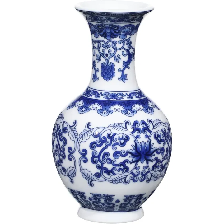 Cabilock Ceramic Floral Vase Blue White Porcelain Hydroponics Flower Holder Home Decor