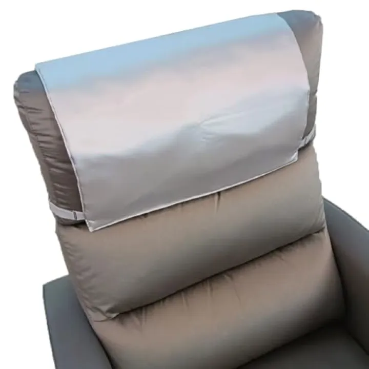 YBWYDH 1Pcs Satin with Elastic Straps Couch Recliner Headrest Cover - Silky Protector for Hair Protection Chair Covers Furniture Leather Sofa Protector-Faux Recliners Chair Non Slip Slipcovers（Grey）