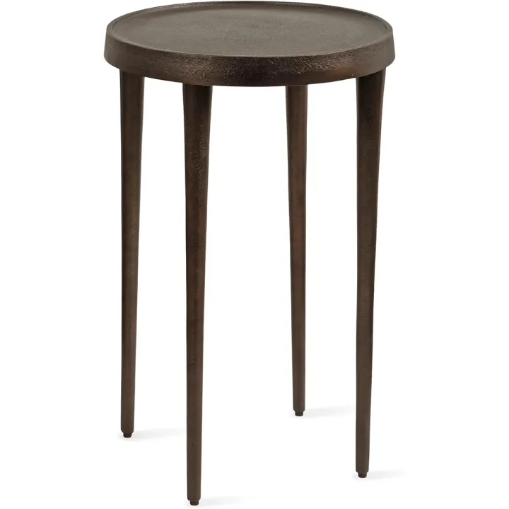 Kate and Laurel Rava Modern Metal Round Side Table, 14 x 14 x 22, Bronze, Cast Aluminum Accent Table for Use as Indoor Plant Stand or Living Room Decor Piece