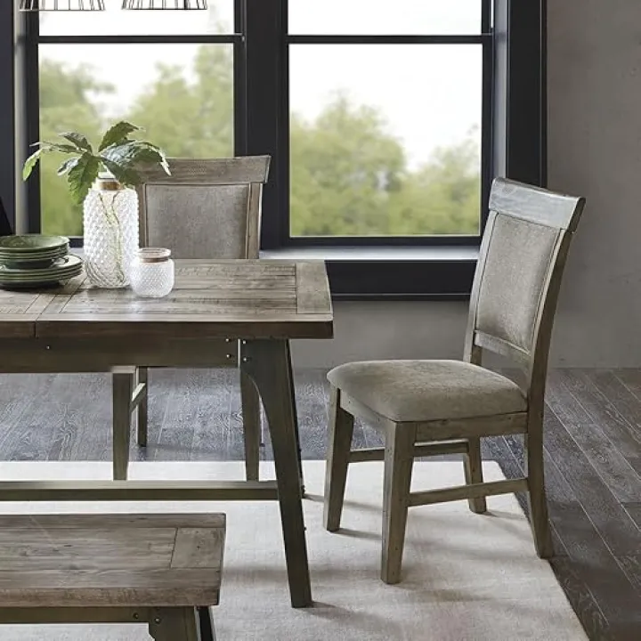 Rustic Dining Side Chairs for Comfort and Style, Cushioned Seats with Hand-Distressed Wood Frame, Set of 2