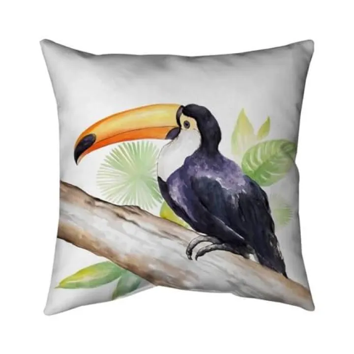 26 x 26 in. Toucan Perched-Double Sided Print Indoor Pillow