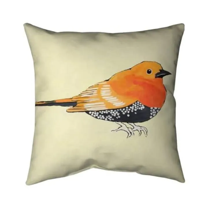 20 x 20 in. Little Orange Bird Illustration-Double Sided Print Indoor Pillow