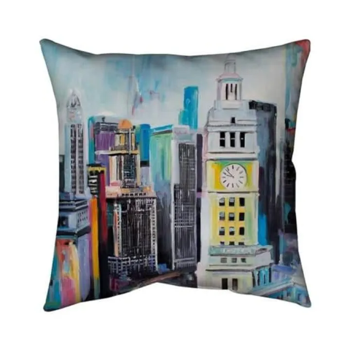 26 x 26 in. Colorful Cityscape of Manhattan-Double Sided Print Indoor Pillow