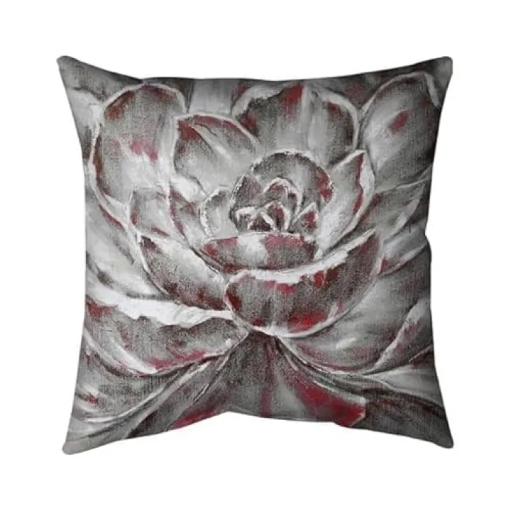 20 x 20 in. Grey & Pink Flower-Double Sided Print Indoor Pillow
