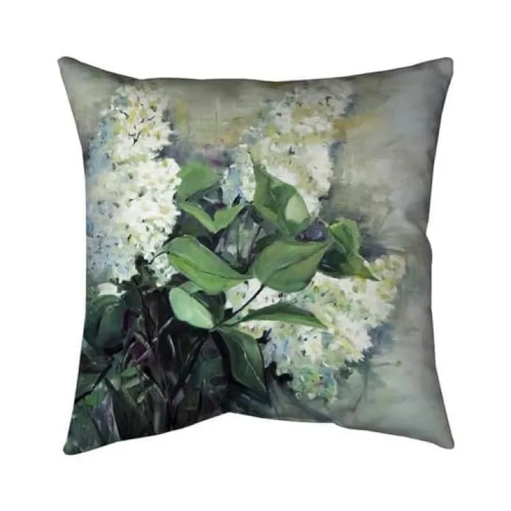 20 x 20 in. White Lilacs-Double Sided Print Indoor Pillow